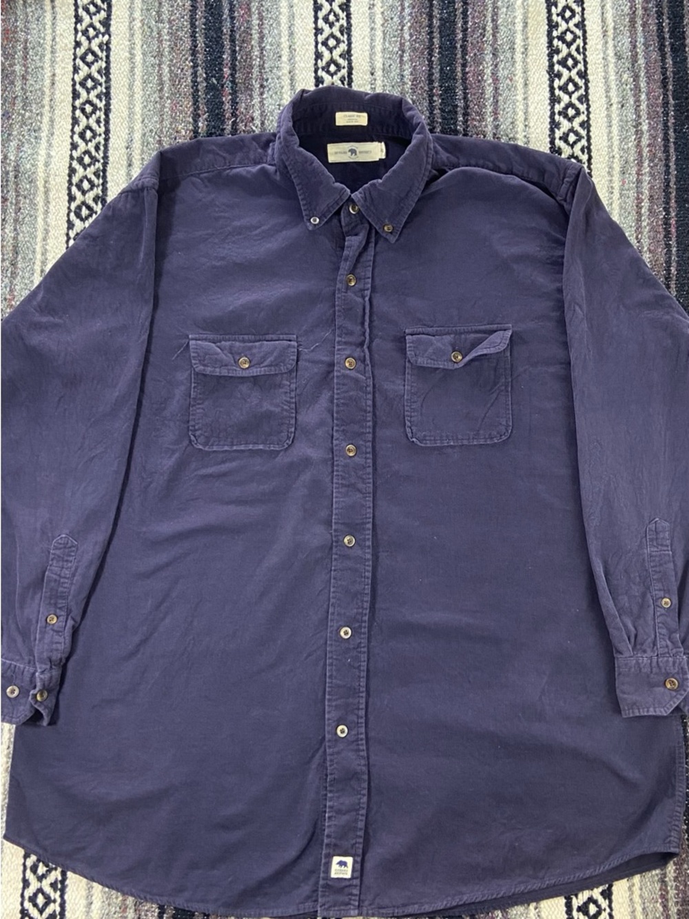 Onward Reserve Classic Fit Baby Corduroy Navy Blue Button-Down Shirt XLarge XL